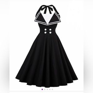 Black & White Sailor-Collar Halter Dress. Size XL Could be used for Halloween